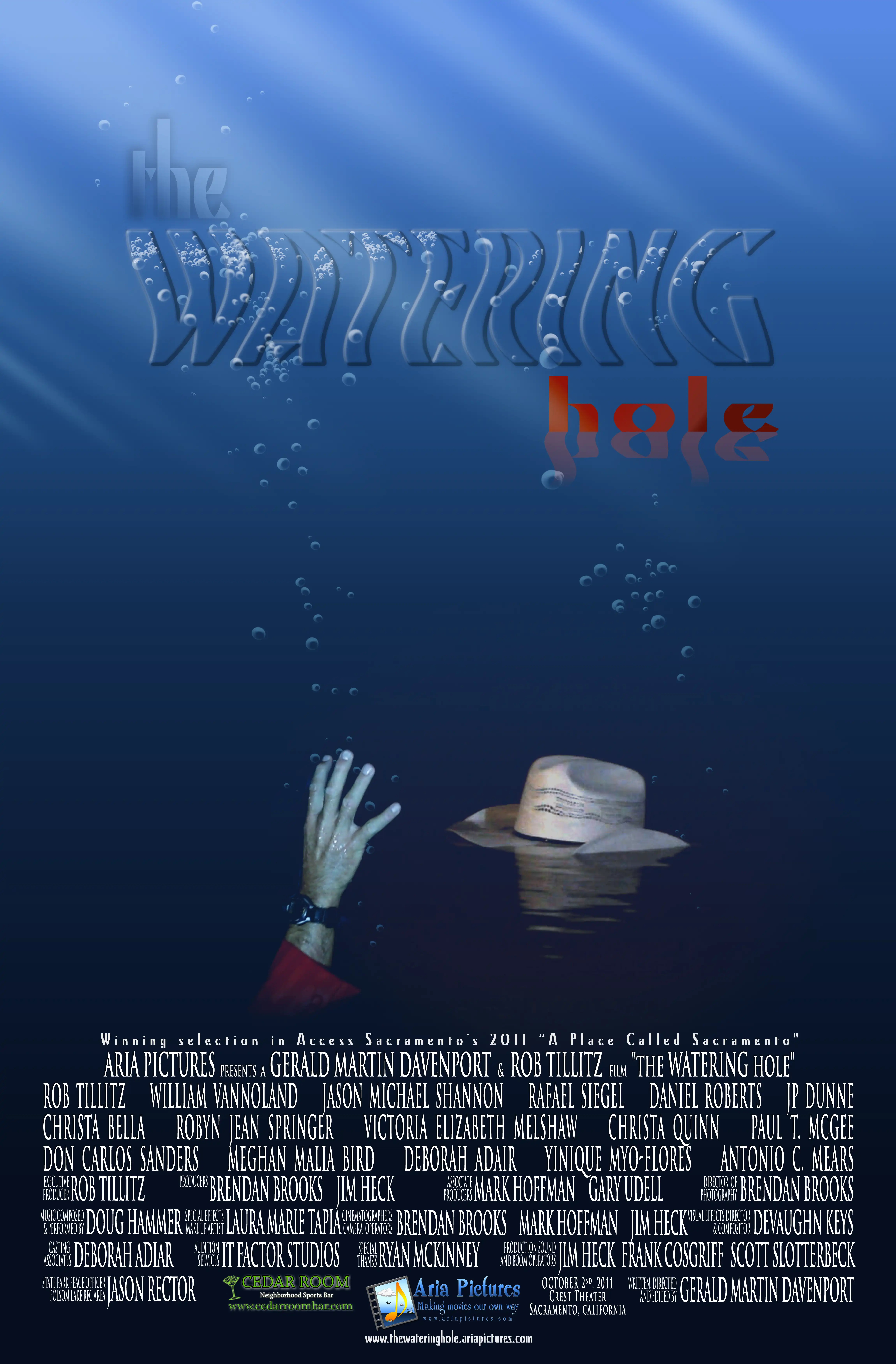 the WATERING hole (2011) poster with arm and hat.